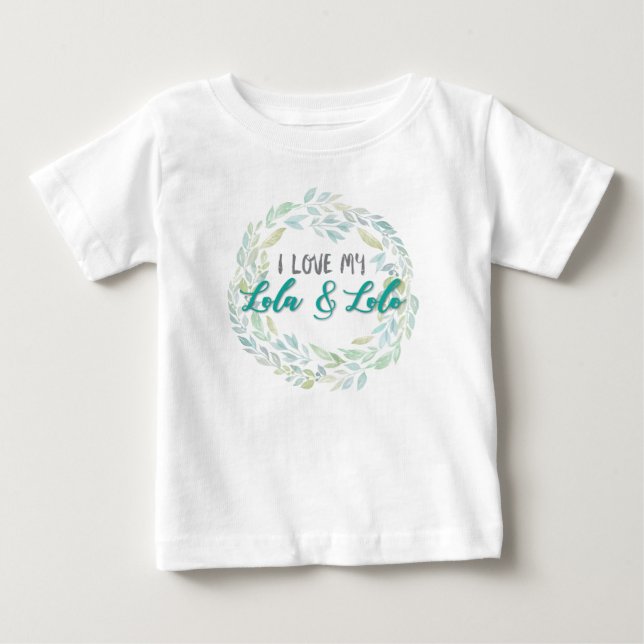 T-shirt Pour Bébé J'aime mon Lola et guirlande de Lolo (Devant)