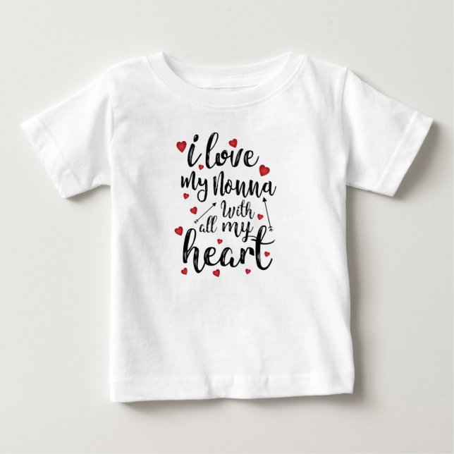 T-shirt Pour Bébé J'aime mon Nonna de tout mon coeur (Devant)