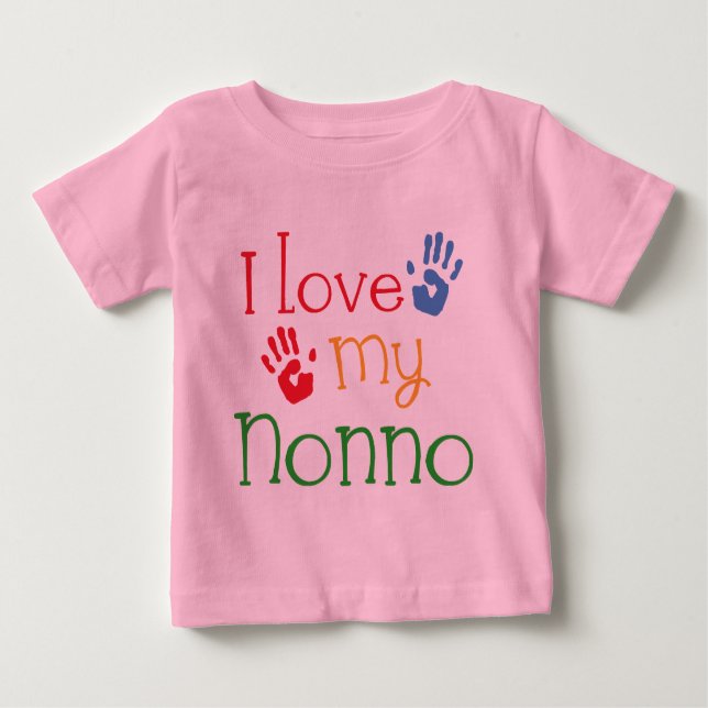 T-shirt Pour Bébé J'aime mon Nonno (Handprints) (Devant)