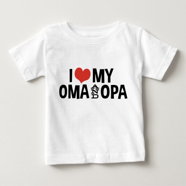 T-shirt Pour Bébé J'Aime Mon Oma Et Mon Opa (Devant)