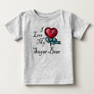 T-shirt Pour Bébé J'Aime Mon Ours De Sucre Lollipop Coeur