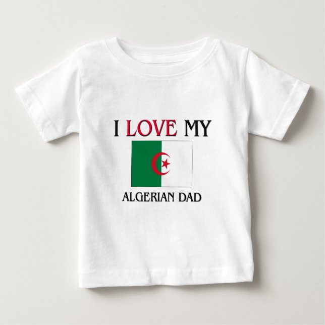 T-shirt Pour Bébé J'aime mon papa algérien (Devant)