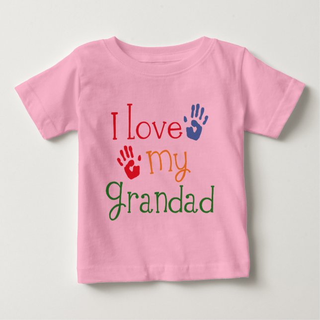 T-shirt Pour Bébé J'aime mon papy (Handprints) (Devant)
