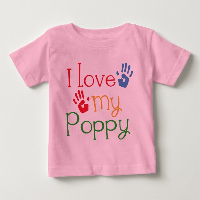 T-shirt Pour Bébé J'aime mon pavot (Handprints) (Devant)