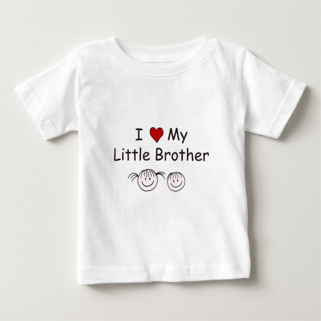 T-shirt Pour Bébé J'Aime Mon Petit Frère ! (Devant)