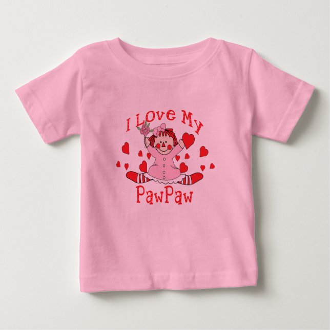 T-shirt Pour Bébé J'aime My PawPaw Rag Doll & Hearts (Devant)
