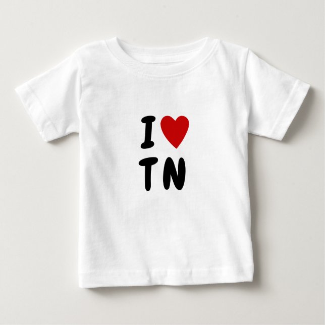 T-shirt Pour Bébé J'aime T N | Cœur texte personnalisé TN Tennessee (Devant)