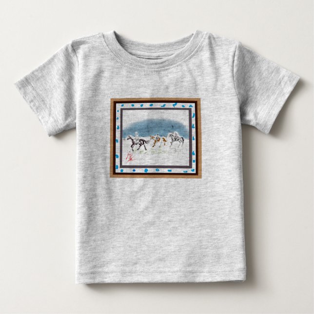 T-shirt Pour Bébé Japanese horse samurai art equestrian sumi (Devant)