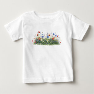 T-shirt Pour Bébé Jardin botanique de fleurs de prairie fleurie