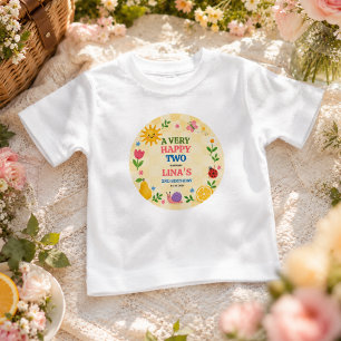 T-shirt Pour Bébé Jardin Ensoleillé Fête de Pique-Nique Floral pour