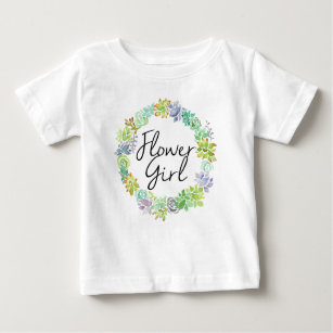 T-shirt Pour Bébé Jardin Succulent   Fille de fleurs d'aquarelle