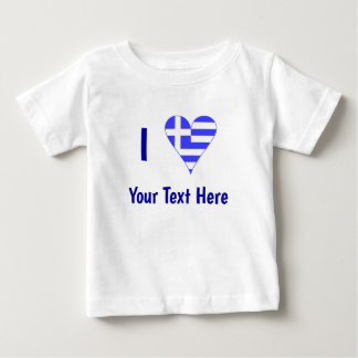 T-shirt Pour Bébé Je (drapeau grec en forme de coeur) Votre Texte