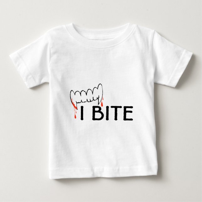 T-shirt Pour Bébé Je mords (des dents et le sang) (Devant)