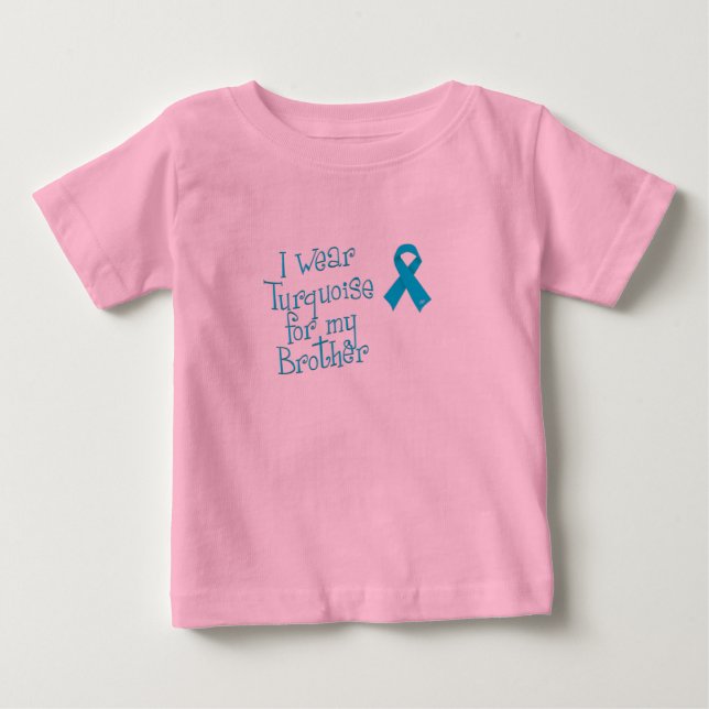 T-shirt Pour Bébé Je porte le turquoise pour mon frère (Devant)