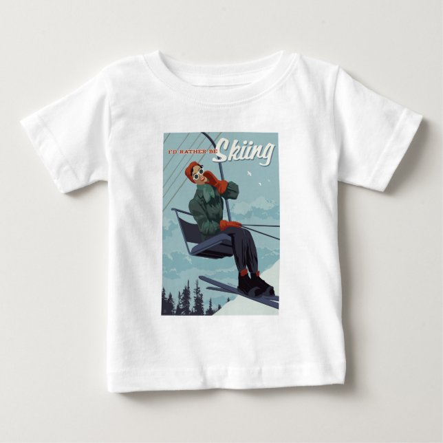 T-shirt Pour Bébé Je préfère skier Imprimer (Devant)