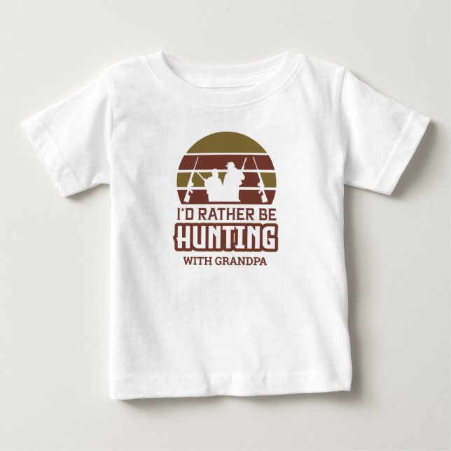 T-shirt Pour Bébé Je préférerais chasser avec grand-père   (Devant)