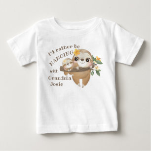 T-shirt Pour Bébé Je préférerais être avec ma grand-mère   Paresseux