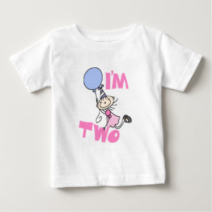 T-shirt Pour Bébé Je suis deux chevalets Figure Girl Anniversaire T-