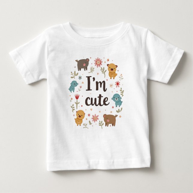 T-shirt Pour Bébé je suis mignon (Devant)
