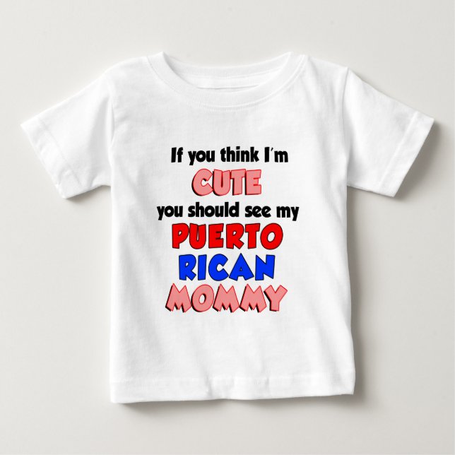 T-shirt Pour Bébé Je suis mignon maman portoricaine (Devant)