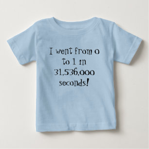 T-shirt Pour Bébé Je suis passé de 0 à 1 en 31.536.000 secondes !