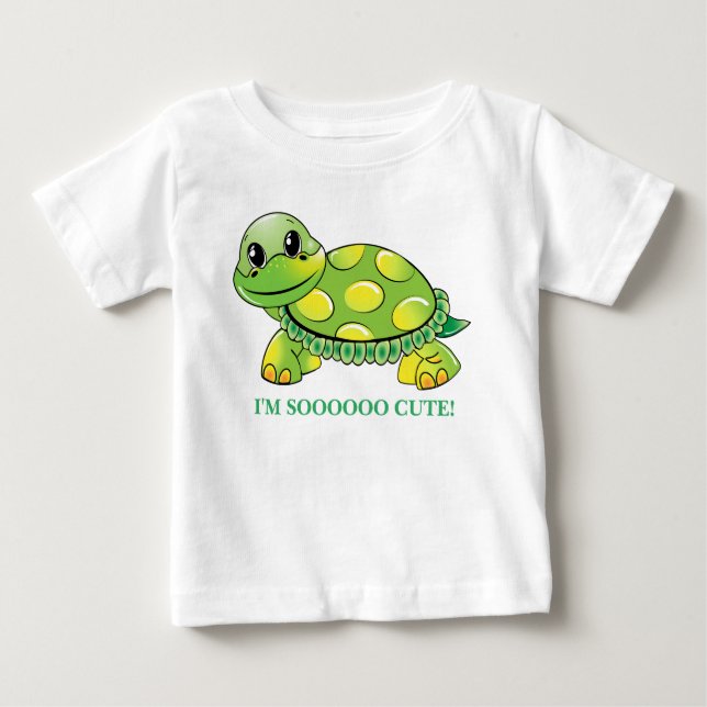 T-shirt Pour Bébé "Je suis SOOOOO MIGNON !"  Tortue de bébé (Devant)
