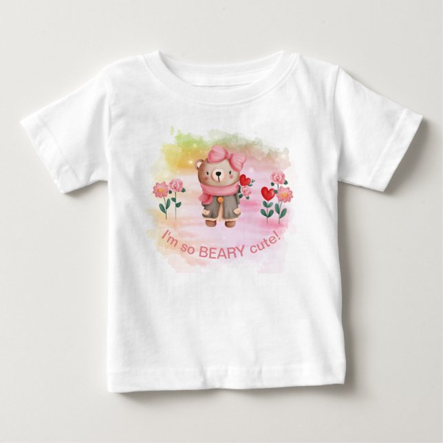 T-shirt Pour Bébé 'Je suis tellement mignonne' Petite ours (Devant)