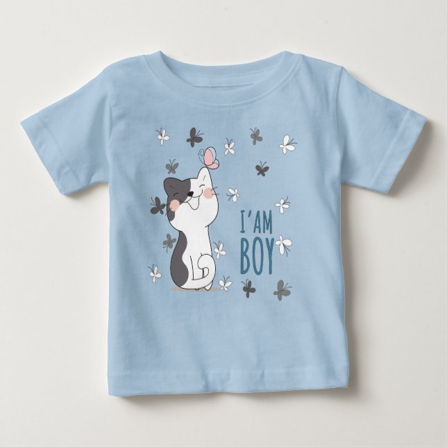 T-shirt Pour Bébé Je Suis Un Garçon (Devant)
