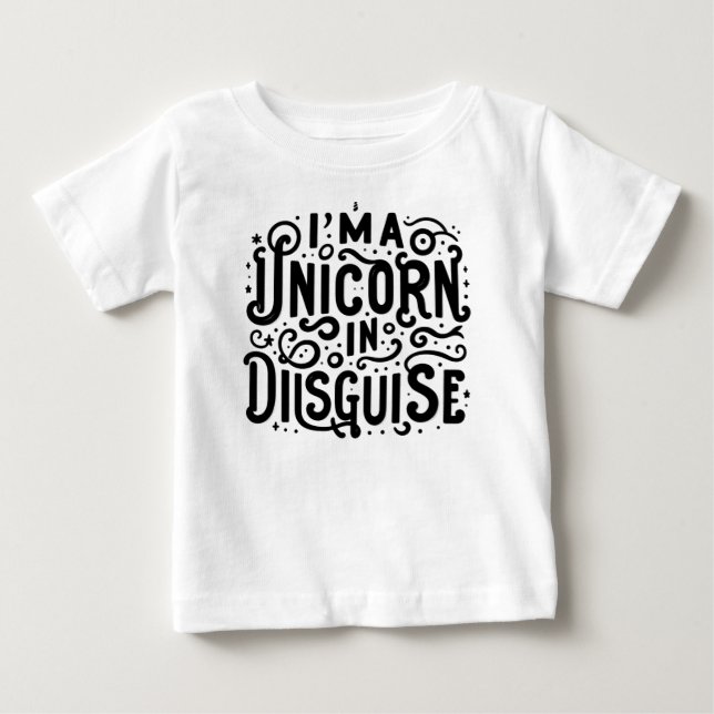 T-shirt Pour Bébé Je suis une licorne déguisée (Devant)