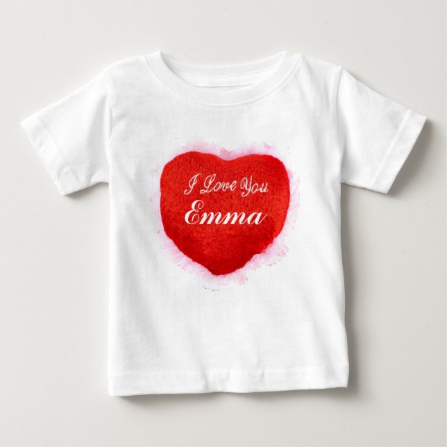T-shirt Pour Bébé Je T'Aime Emma Heart (Devant)