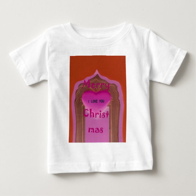 T-shirt Pour Bébé Je t'aime Joyeux Coeur de Noël (Devant)