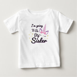 T-shirt Pour Bébé Je vais être grande soeur, licorne