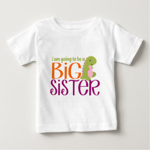 T-shirt Pour Bébé Je vais être une grande soeur- Dinosaure