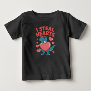 T-shirt Pour Bébé Je vole des cœurs T Rex Dinosaur Saint-Valentin