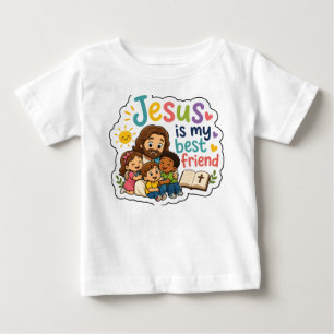 T-shirt Pour Bébé Jésus est mon meilleur ami Enfants mignons Chrétie