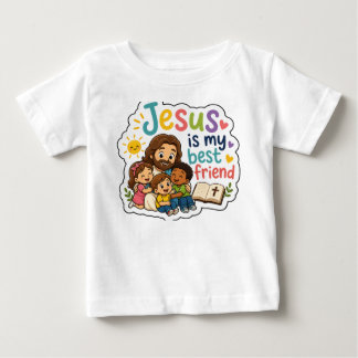 T-shirt Pour Bébé Jésus est mon meilleur ami Enfants mignons Chrétie