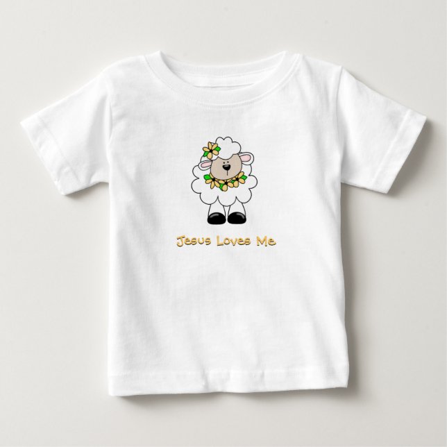 T-shirt Pour Bébé Jésus m'aime agneau (Devant)