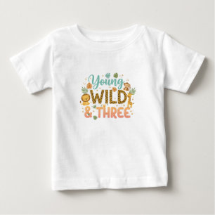 T-shirt Pour Bébé Jeune Sauvage & Trois - Anniversaire Safari