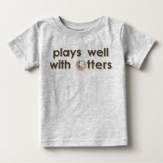 T-shirt Pour Bébé Jeux bien avec des loutres