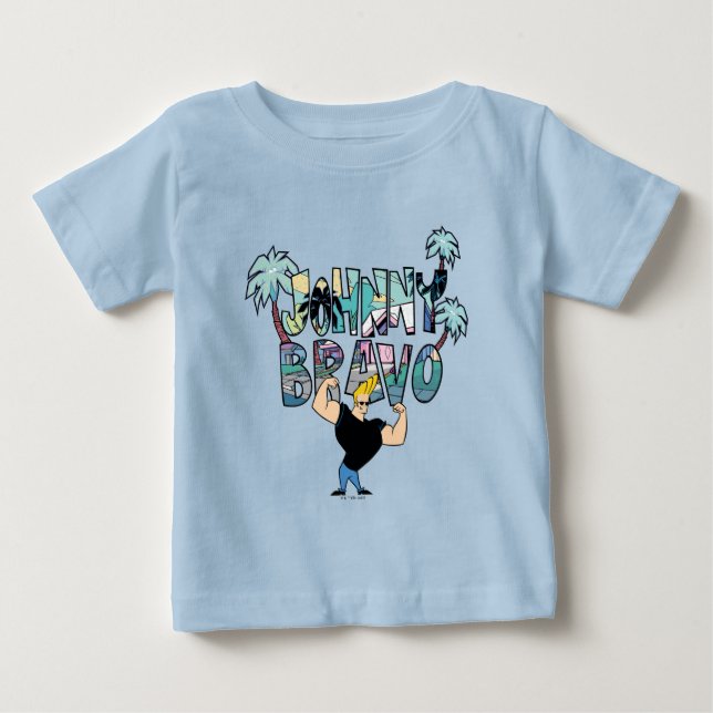 T-shirt Pour Bébé Johnny Bravo Palm Tree Nom (Devant)