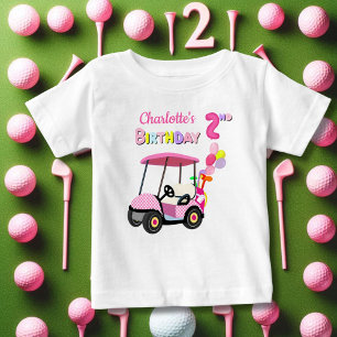 T-shirt Pour Bébé Joli 2e Anniversaire Golf Féminin Rose à pois