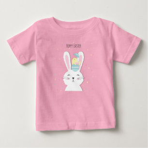 T-shirt Pour Bébé Joli arrière - plan rose lapin de Pâques