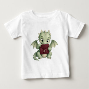 T-shirt Pour Bébé Joli bébé dragon de fantaisie lisant du courrier
