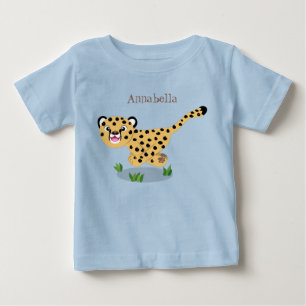 T-shirt Pour Bébé Joli bébé guépard en cours de dessin animé illustr