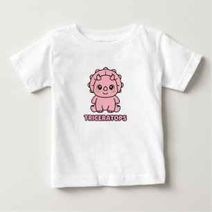 T-shirt Pour Bébé Joli bébé Triceratops rose Dinosaur Chibi