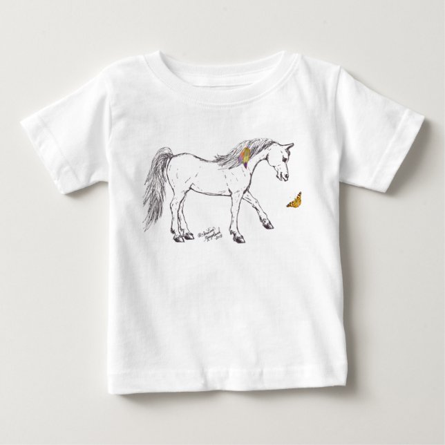 T-shirt Pour Bébé Joli Cheval souriant avec Chemises papillon (Devant)