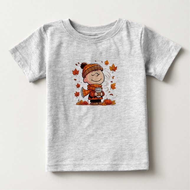 T-shirt Pour Bébé ​ Joli Citrouille Linus Fall Toddler & Baby T-Shir (Devant)