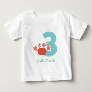 T-shirt Pour Bébé Joli crabe j'ai 3 ans Joyeux anniversaire bébé
