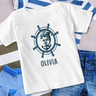 T-shirt Pour Bébé Joli dauphin et ancre à l'intérieur d'une roue de 