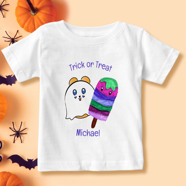 T-shirt Pour Bébé Joli dessin animé de Popsicle sucré d'Halloween po (Créateur téléchargé)